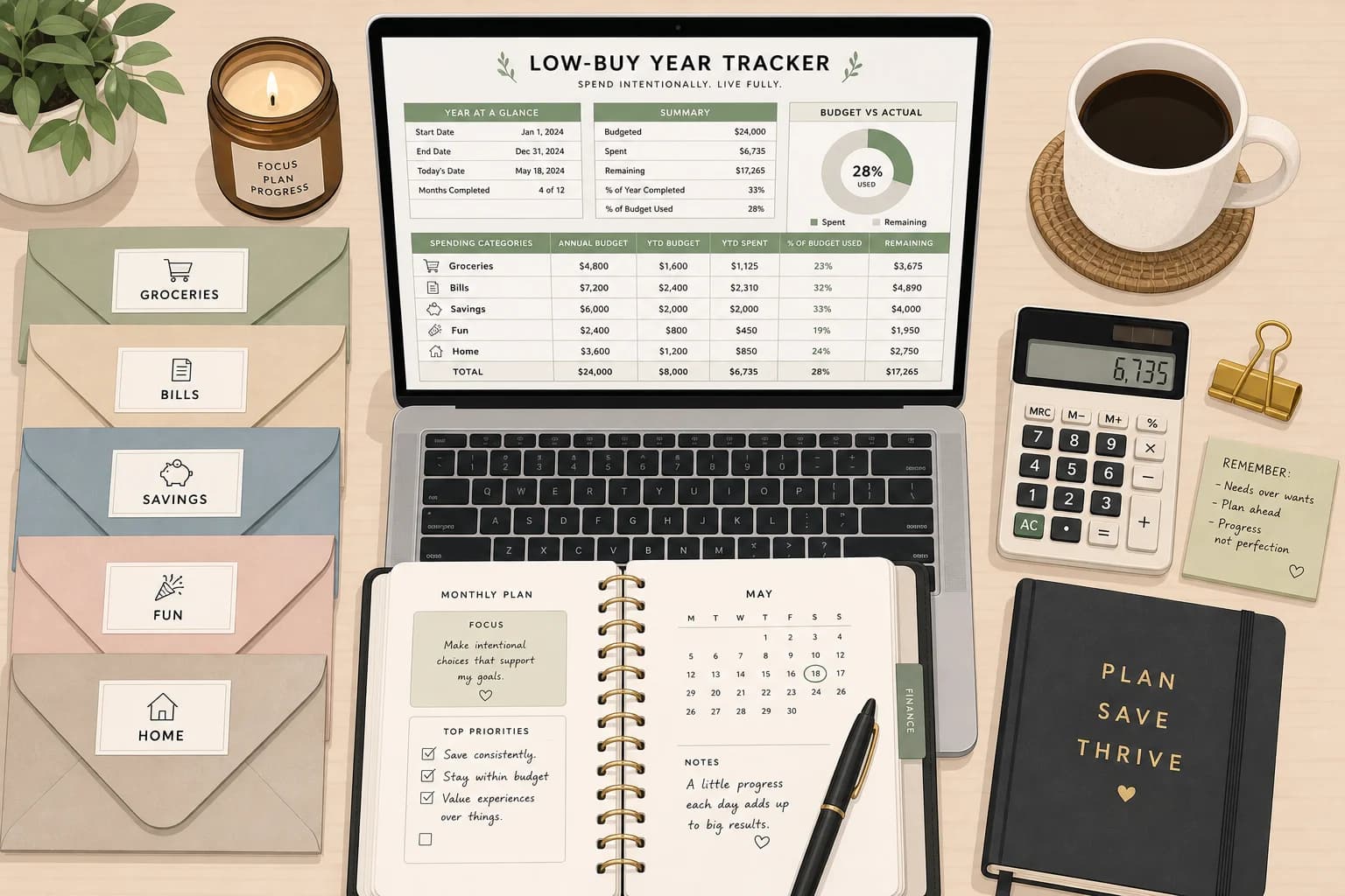 Low-Buy Year Challenge 2026: Complete Guide with Rules, Tracker & Savings Projections