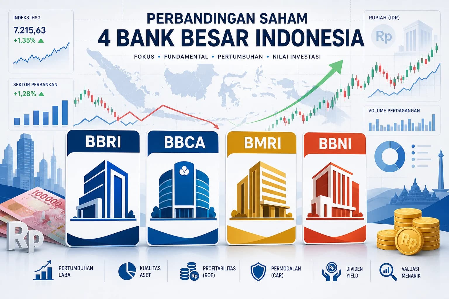 Saham Bank Big Caps Indonesia: Perbandingan BBRI, BBCA, BMRI, BBNI — Mana Paling Untung?