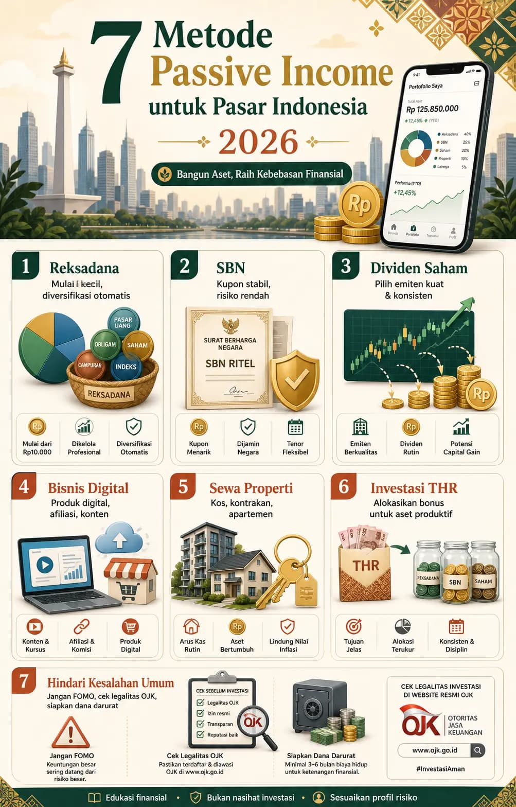 7 Cara Passive Income Indonesia 2026: Modal Kecil, Hasil Nyata